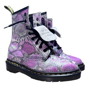 Dr. Martens Boots Snakeskin Leather Purple UK 4 US 6 Made in England Grunge Y2K